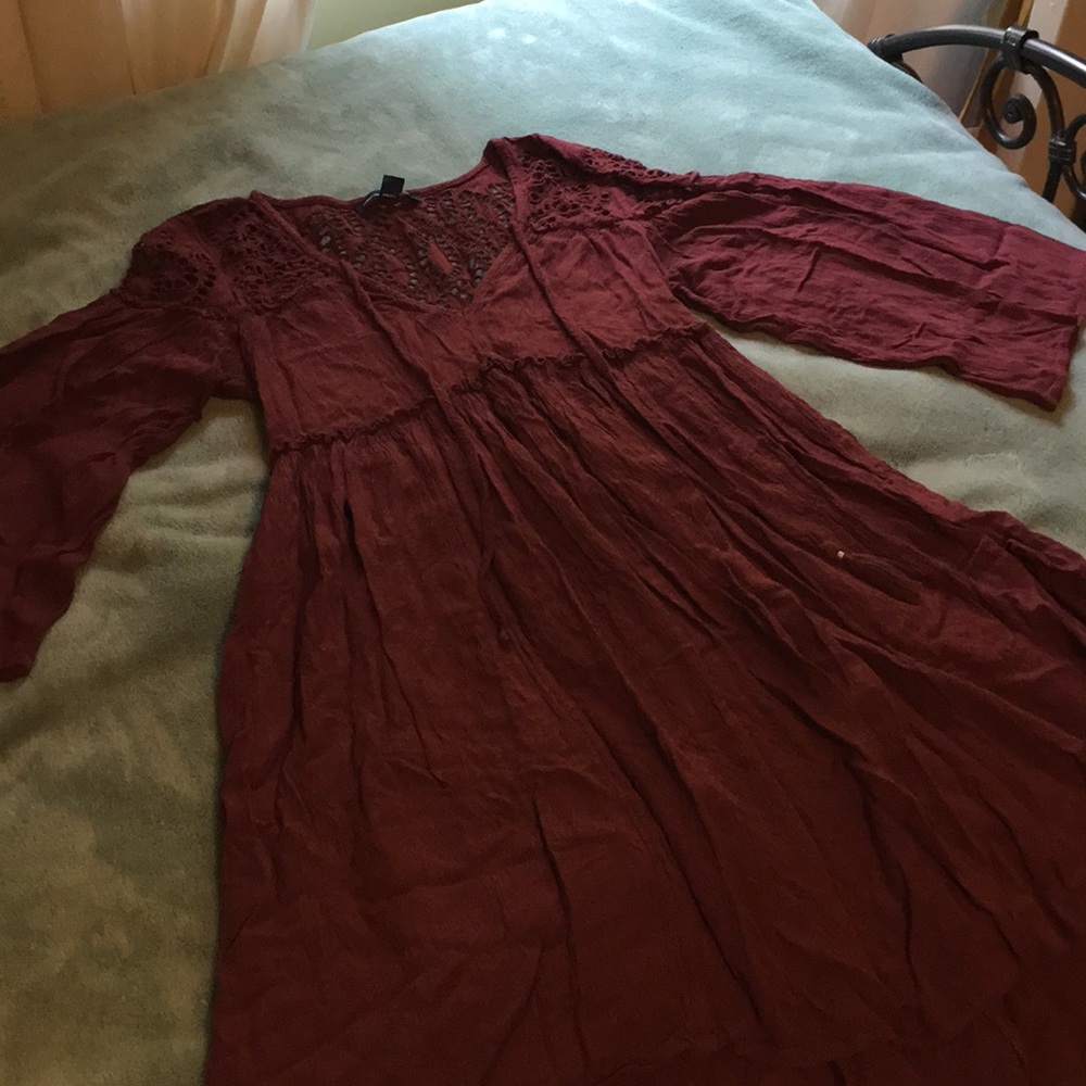 Maroon boho dress